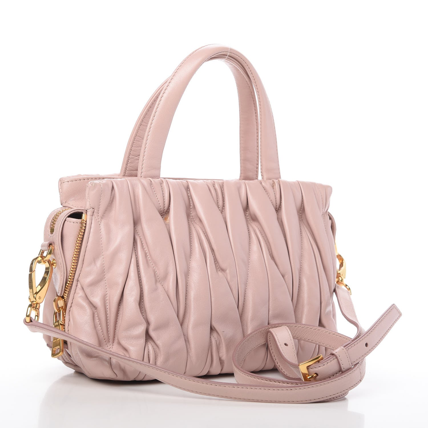 Miu Miu Nappa Matelasse Bauletto Top Handle Orchidea 3 of 10