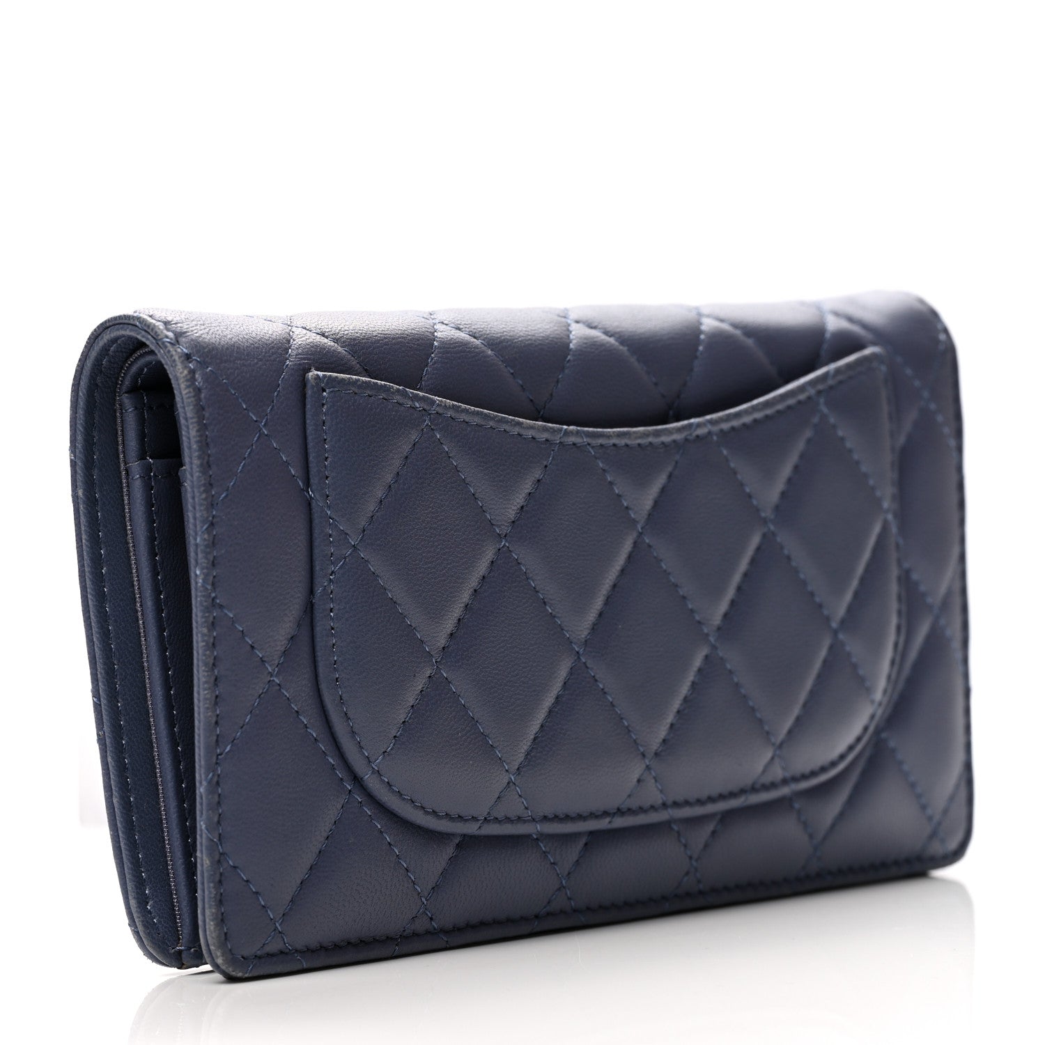 Chanel Lambskin Quilted Yen Wallet Blue 3 of 10