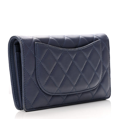 Chanel Lambskin Quilted Yen Wallet Blue 3 of 10