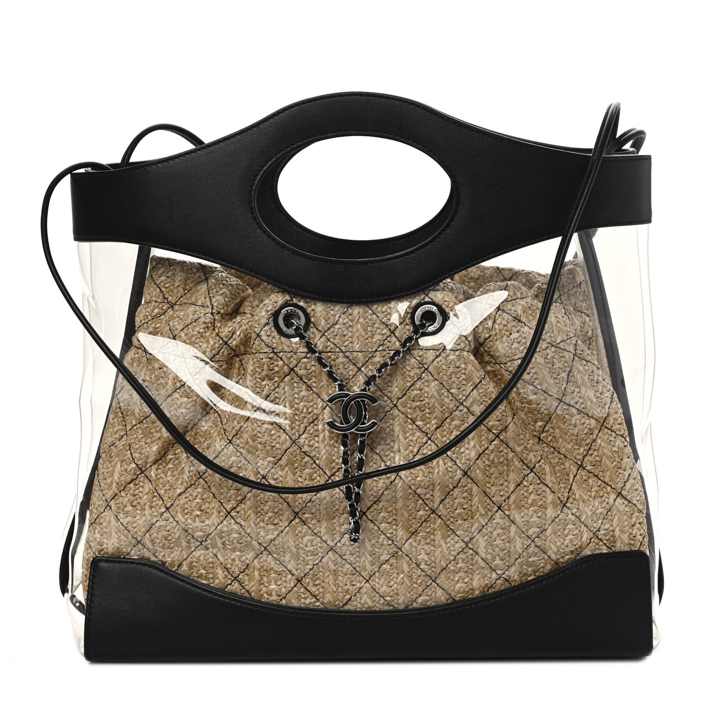 Calfskin PVC Quilted Chanel 31 Bag Black