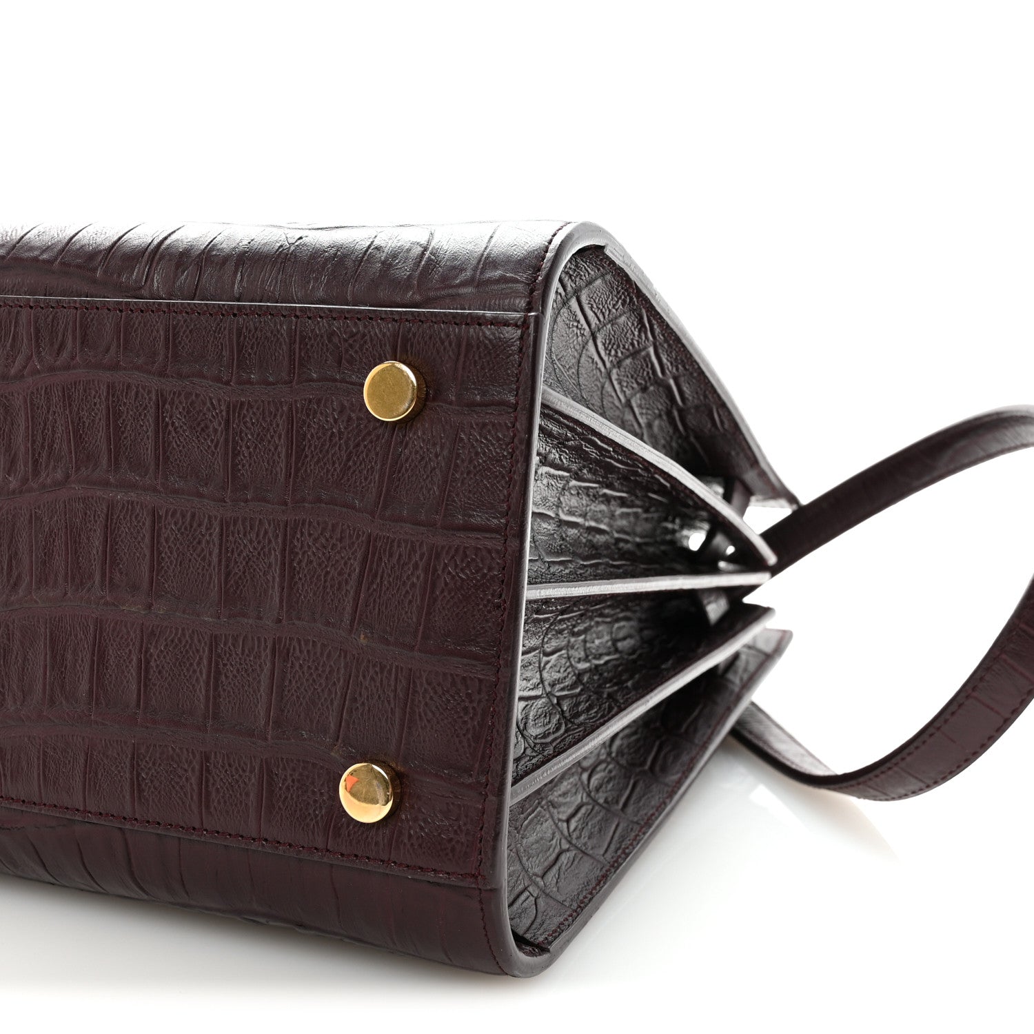 Saint Laurent Calfskin Crocodile Embossed Small Sac De Jour Amarena 9 of 9