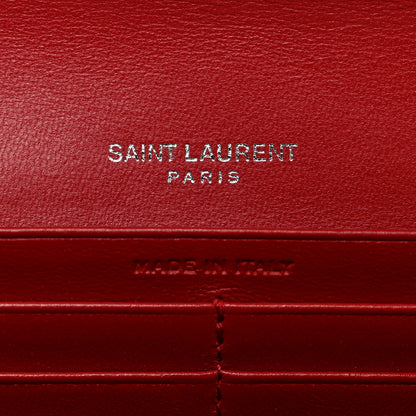 Saint Laurent Lambskin Y Quilted Monogram Large Loulou Flap Wallet Rouge Eros 6 of 9