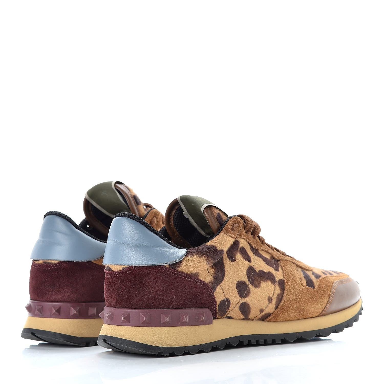Valentino Garavani Calf Hair Suede Leopard Print Womens Rockrunner Sneakers 36.5 Multicolor 4 of 9