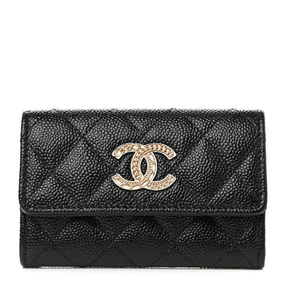 Chanel Caviar Quilted Chain CC Flap Card Holder Black 1 of 8