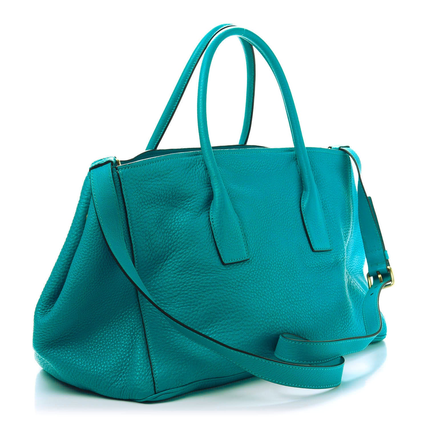 Prada Vitello Daino Shopping Tote Turchese 4 of 12