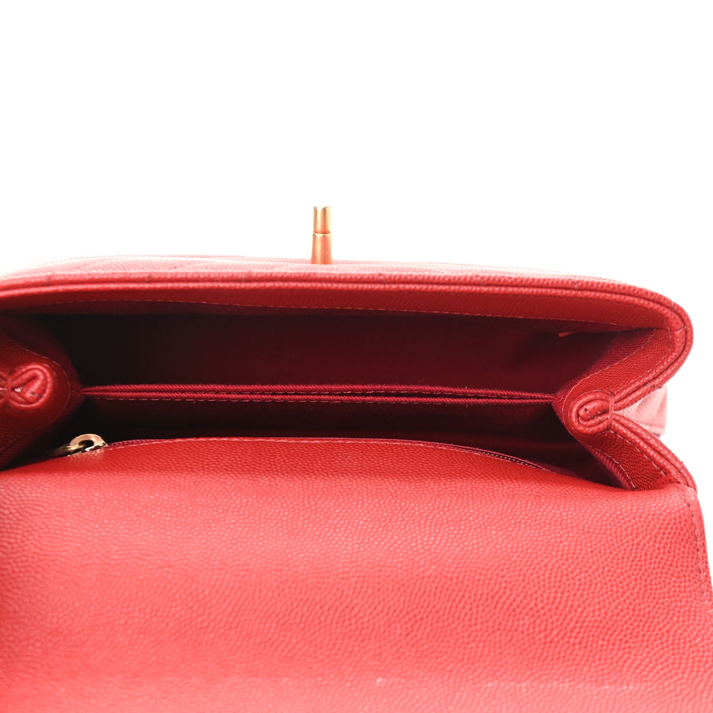 Caviar Chevron Quilted Mini Coco Handle Flap Red