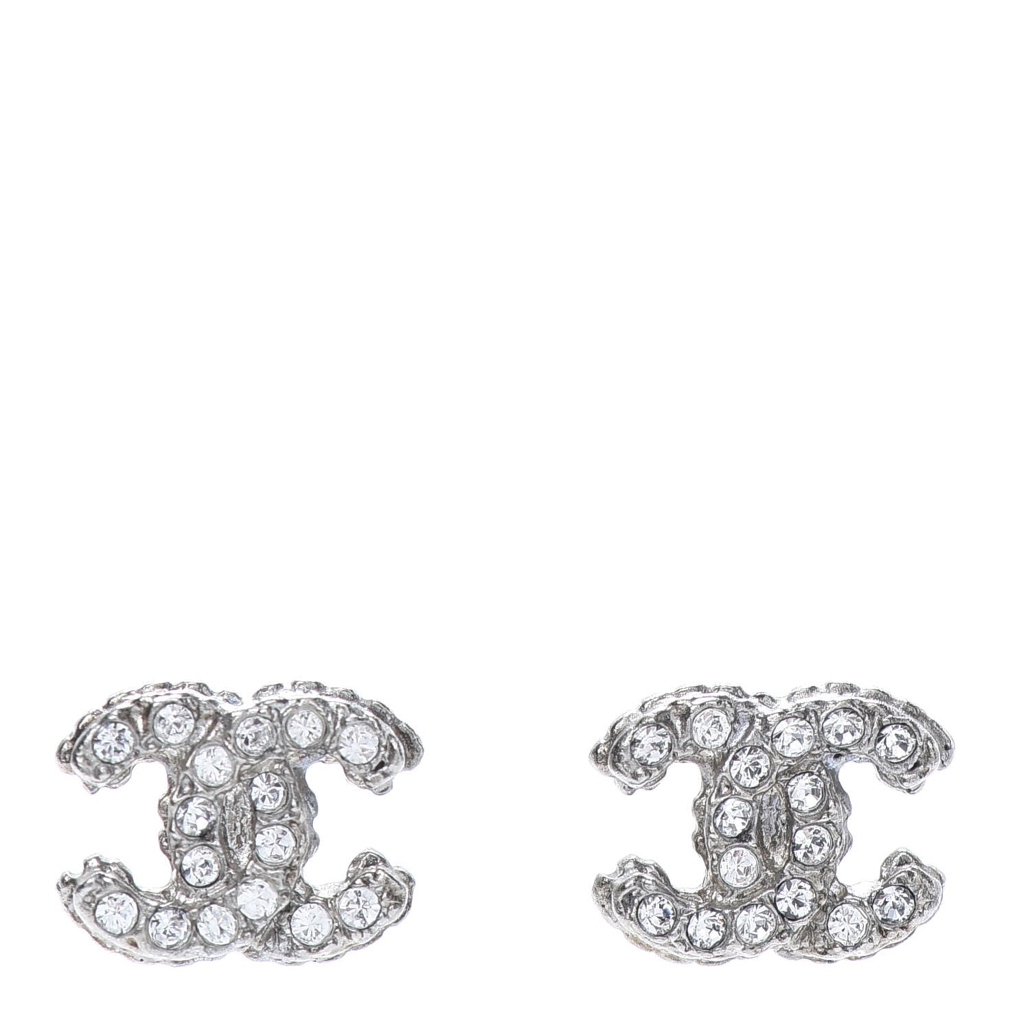Chanel Crystal Mini Timeless CC Earrings Silver 1 of 5