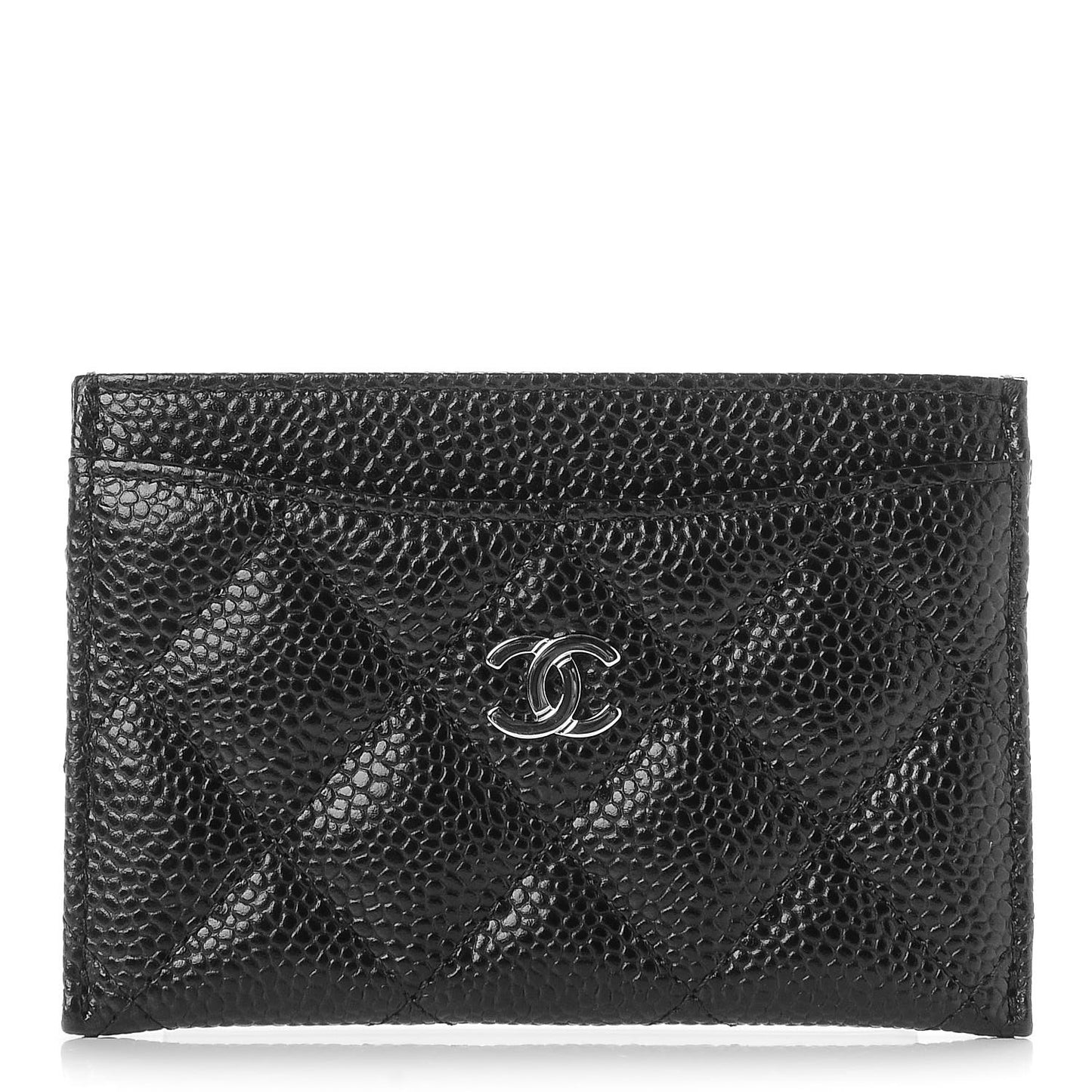 Caviar Quilted Card Holder Black