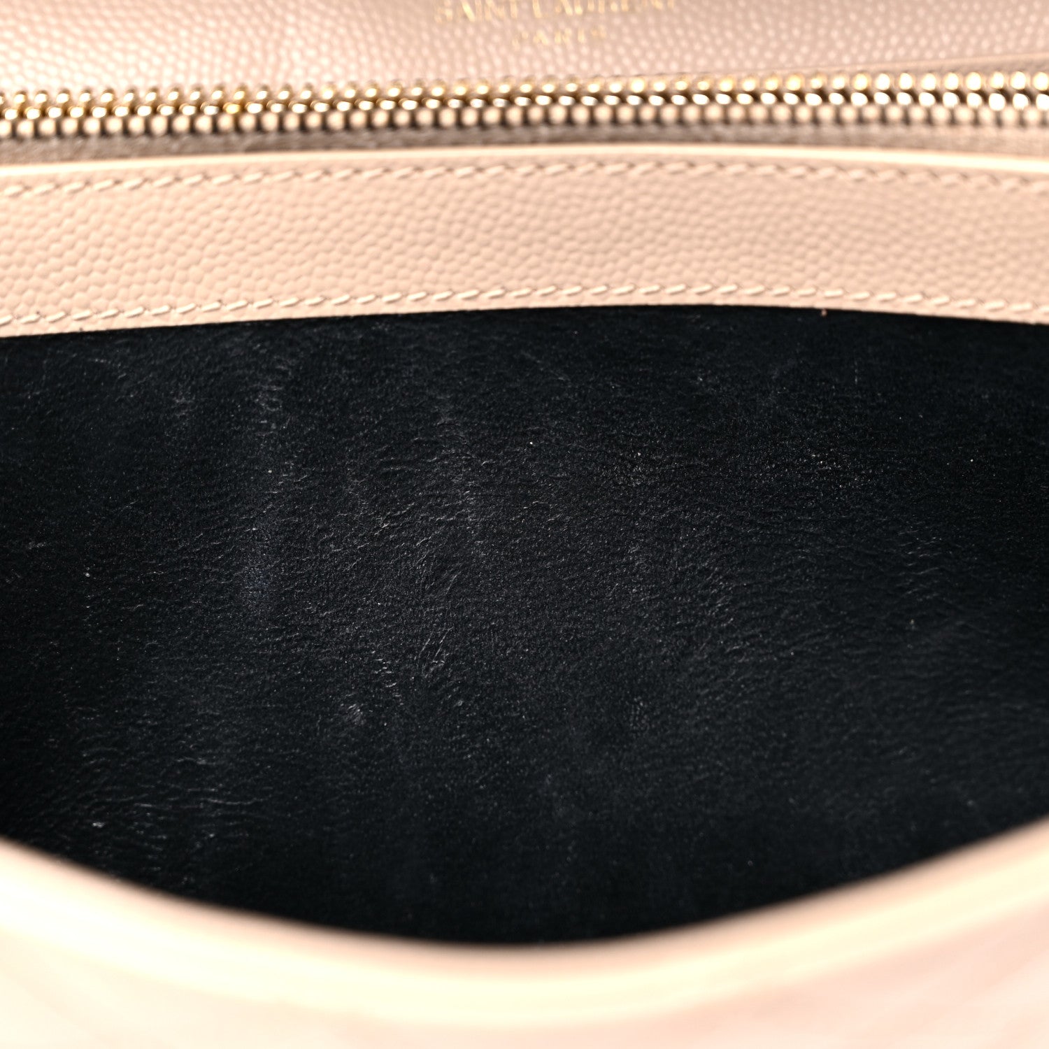 Saint Laurent Grain De Poudre Mixed Matelasse Triquilt Monogram Chain Wallet Dark Beige 12 of 16