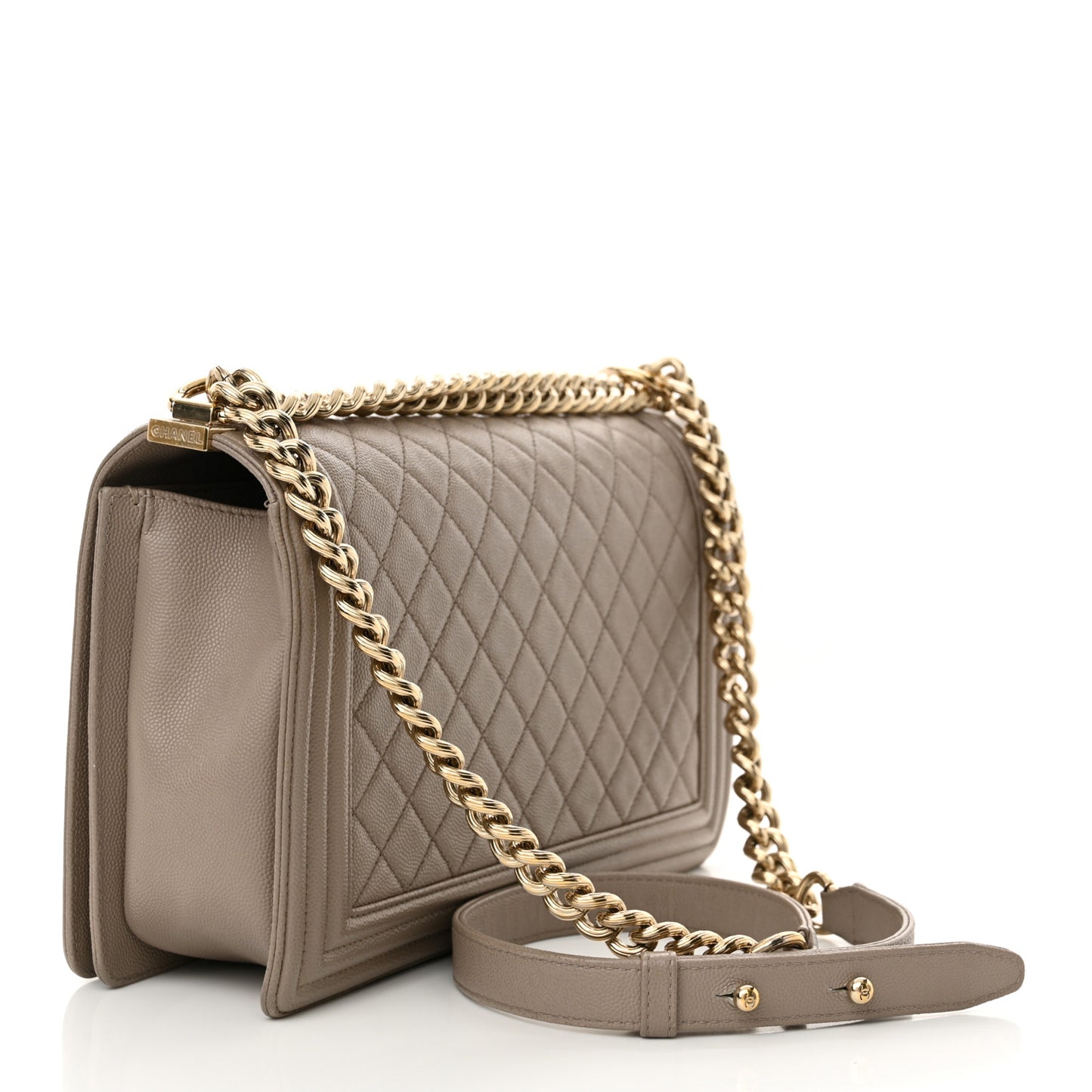 Caviar Quilted New Medium Boy Flap Dark Beige
