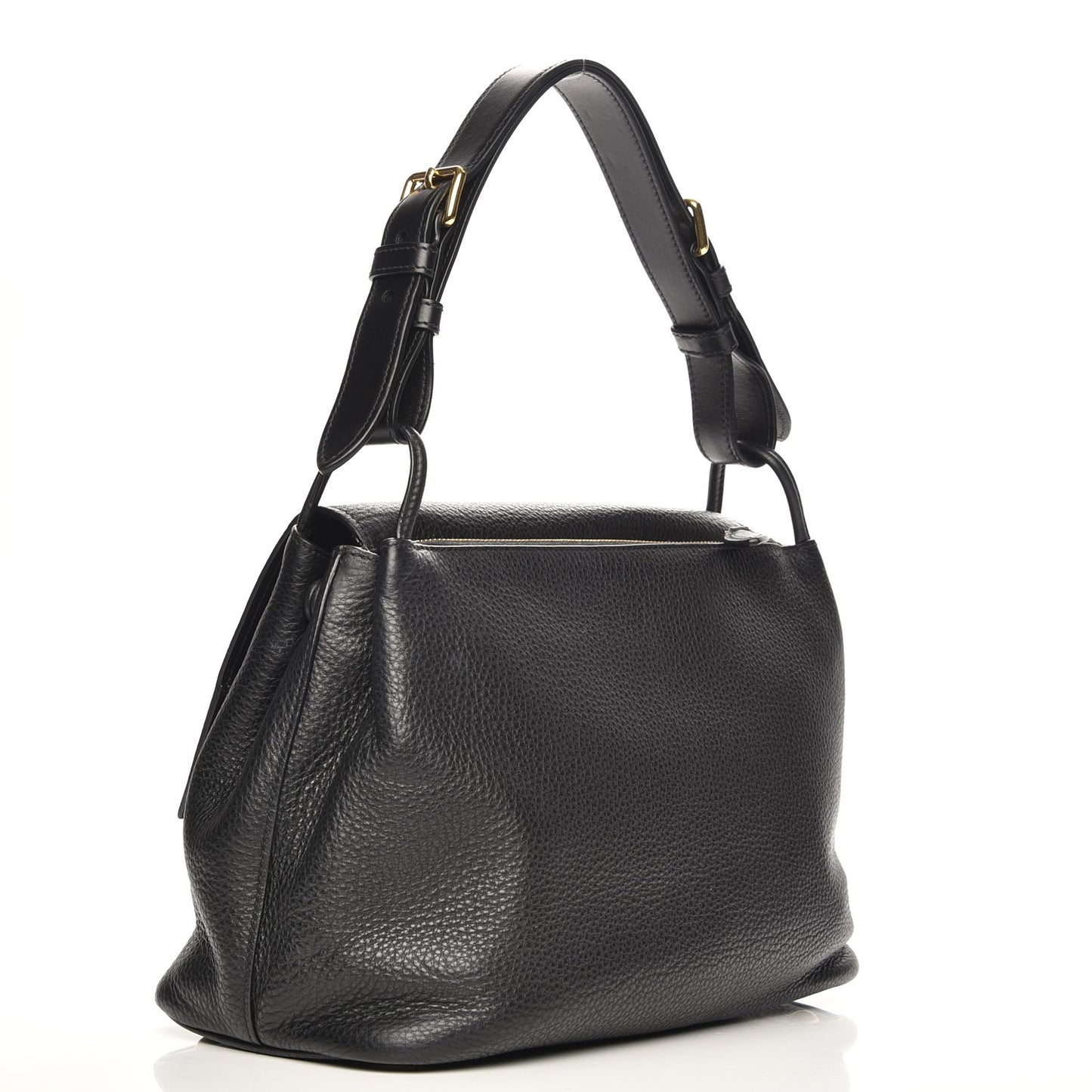 Vitello Daino Flap Shoulder Bag Nero Black