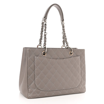 Chanel Caviar Quilted Grand Shopping Tote GST Light Grey 3 of 12