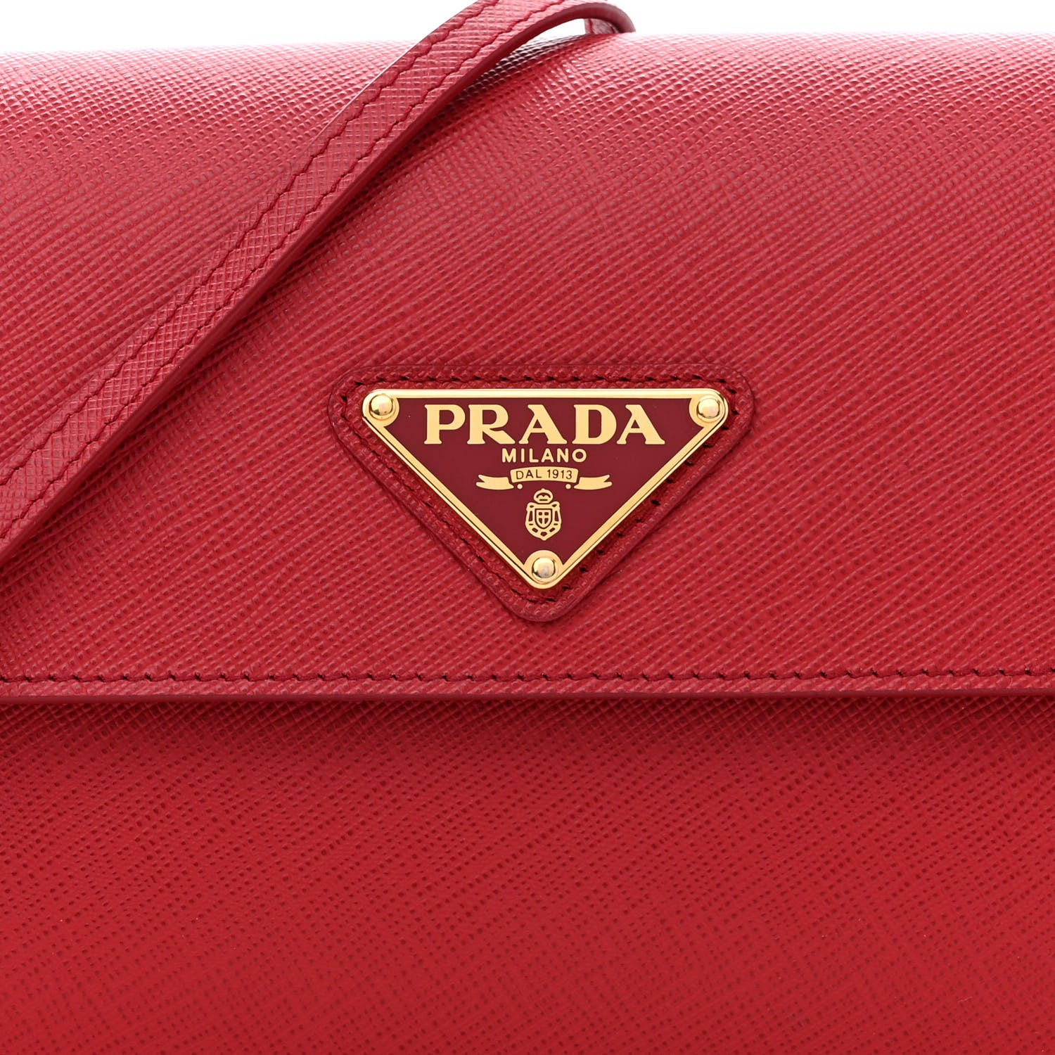 Prada Saffiano Wallet With Shoulder Strap Fuoco 9 of 11