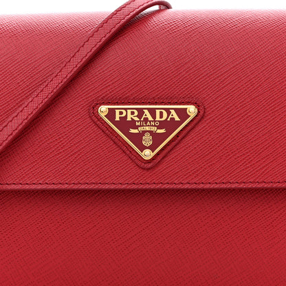 Prada Saffiano Wallet With Shoulder Strap Fuoco 9 of 11