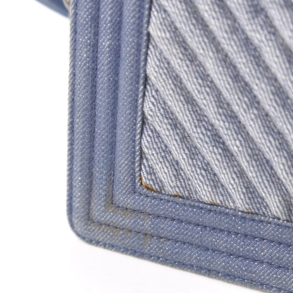 Chanel Denim Chevron Quilted Medium Boy Flap Blue 11 of 15