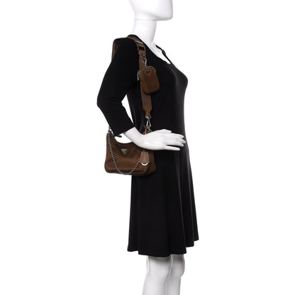 Prada Tessuto Nylon Saffiano Re-Edition 2005 Shoulder Bag Cacao 2 of 8