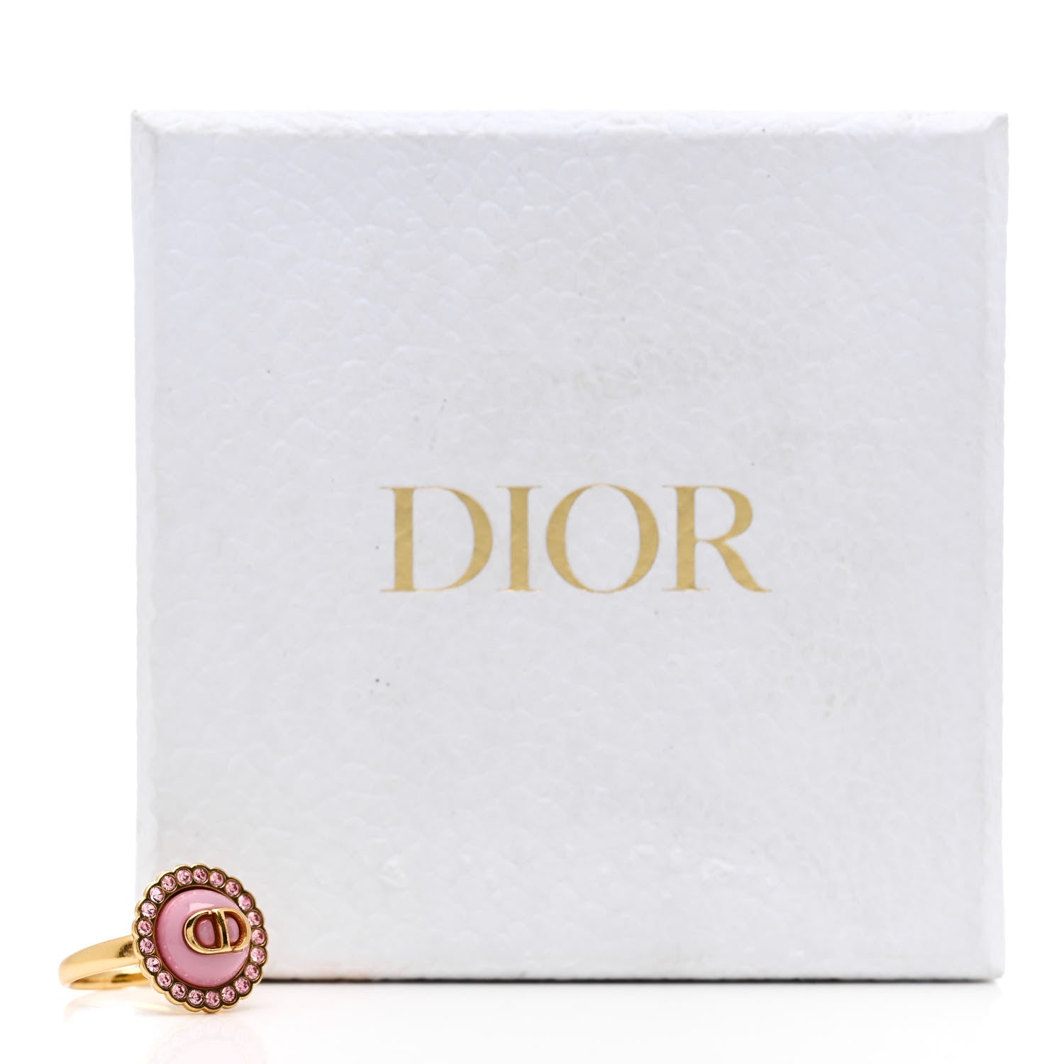 Christian Dior Metal Crystal Glass Petit CD Baroque Ring L Gold Pink 6 of 6