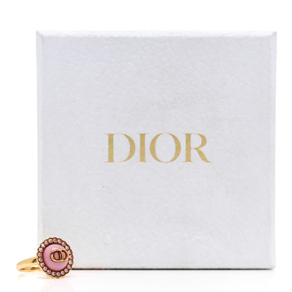 Christian Dior Metal Crystal Glass Petit CD Baroque Ring L Gold Pink 6 of 6