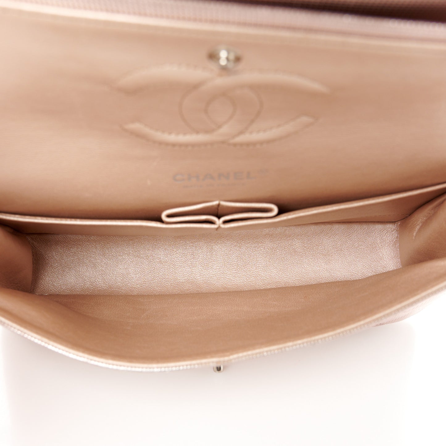 Metallic Calfskin Pixel Effect Medium Double Flap Pinky Gold