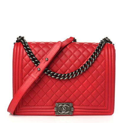 Chanel Calfskin Quilted Large Boy Flap Red 1 of 8