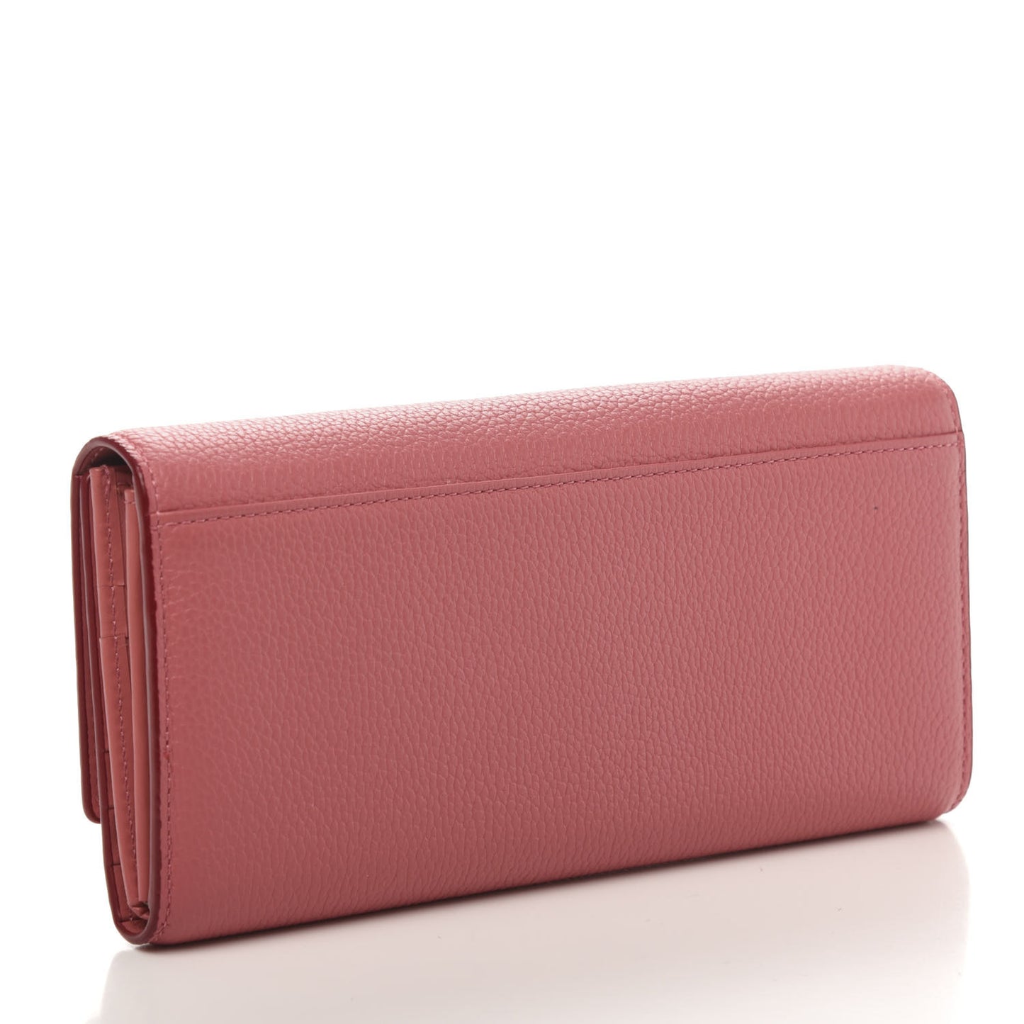 Grained Calfskin Large Tri-Fold Flap Wallet Coral Blush
