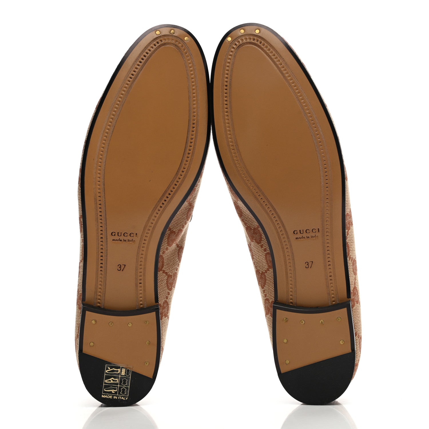 Gucci Canvas GG Monogram Horsebit Womens Jordaan Loafers 37 Beige Ruggine Rust 5 of 9
