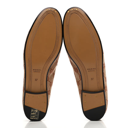 Gucci Canvas GG Monogram Horsebit Womens Jordaan Loafers 37 Beige Ruggine Rust 5 of 9