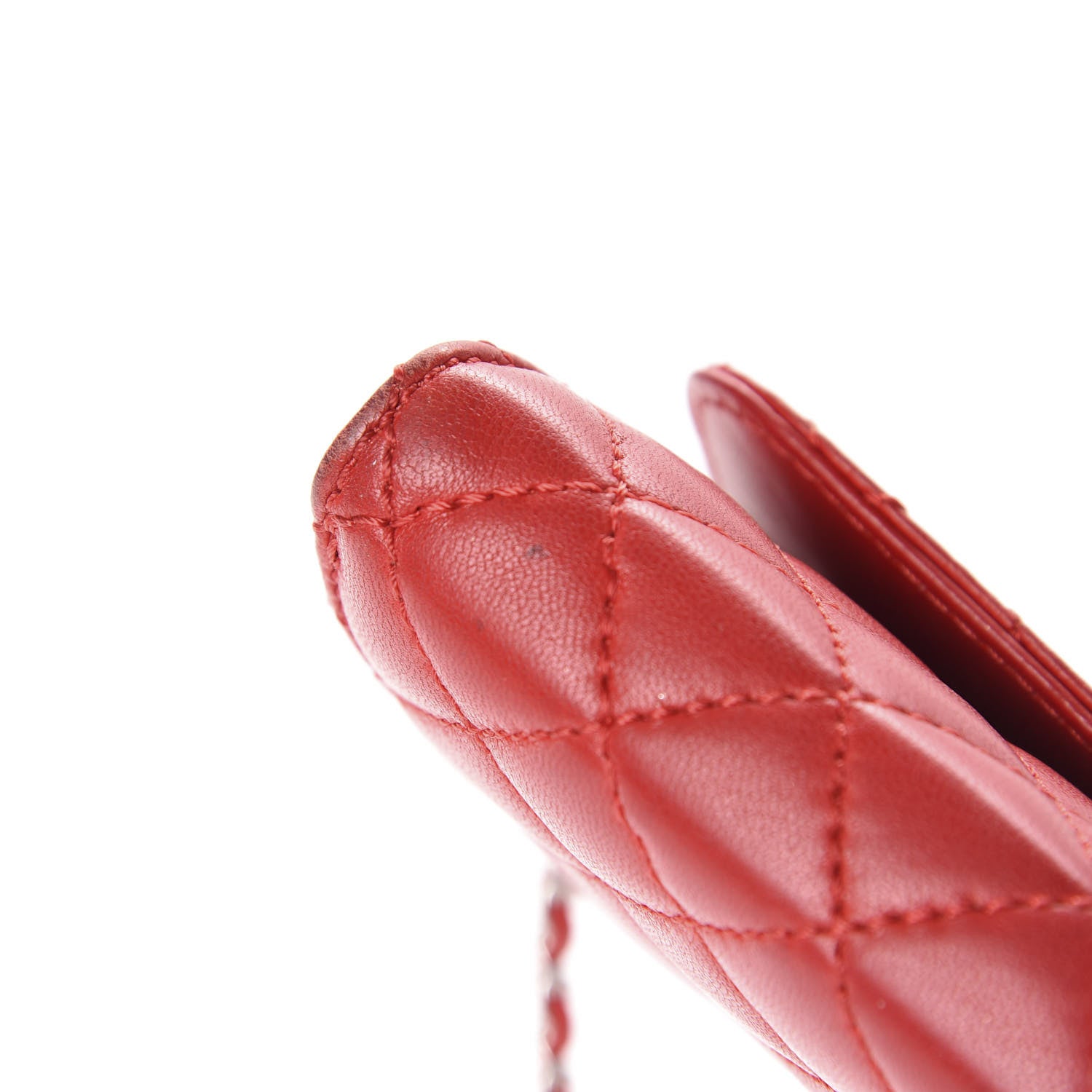 Chanel Lambskin Quilted Chain Clutch Flap Red 17 of 17