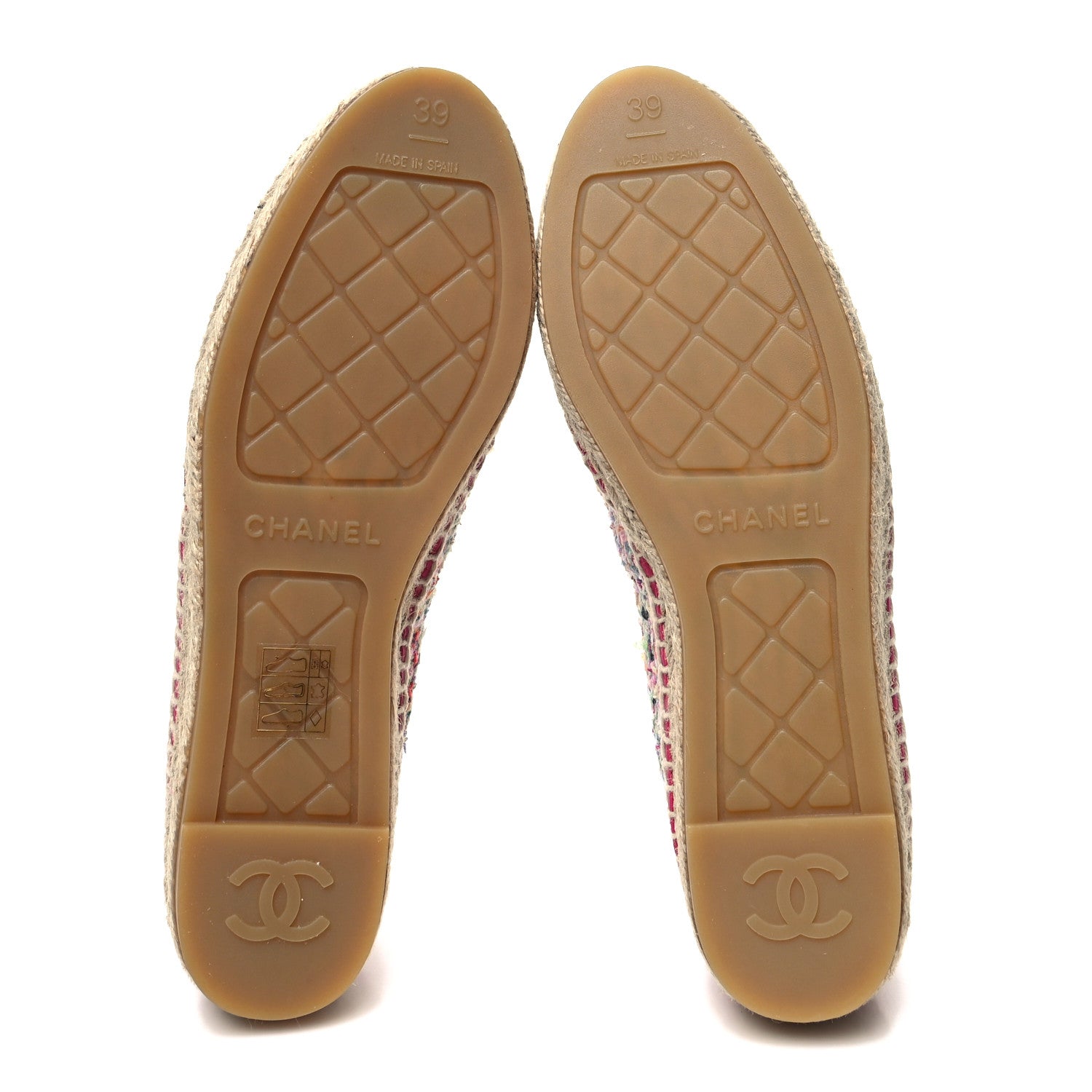 Chanel Tweed CC Espadrilles 39 Pink Multicolor Black 5 of 9