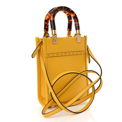 Fendi Vitello King Plexiglass Logo Embossed Mini Fendi Sunshine Shopper Tote Mimosa 3 of 11