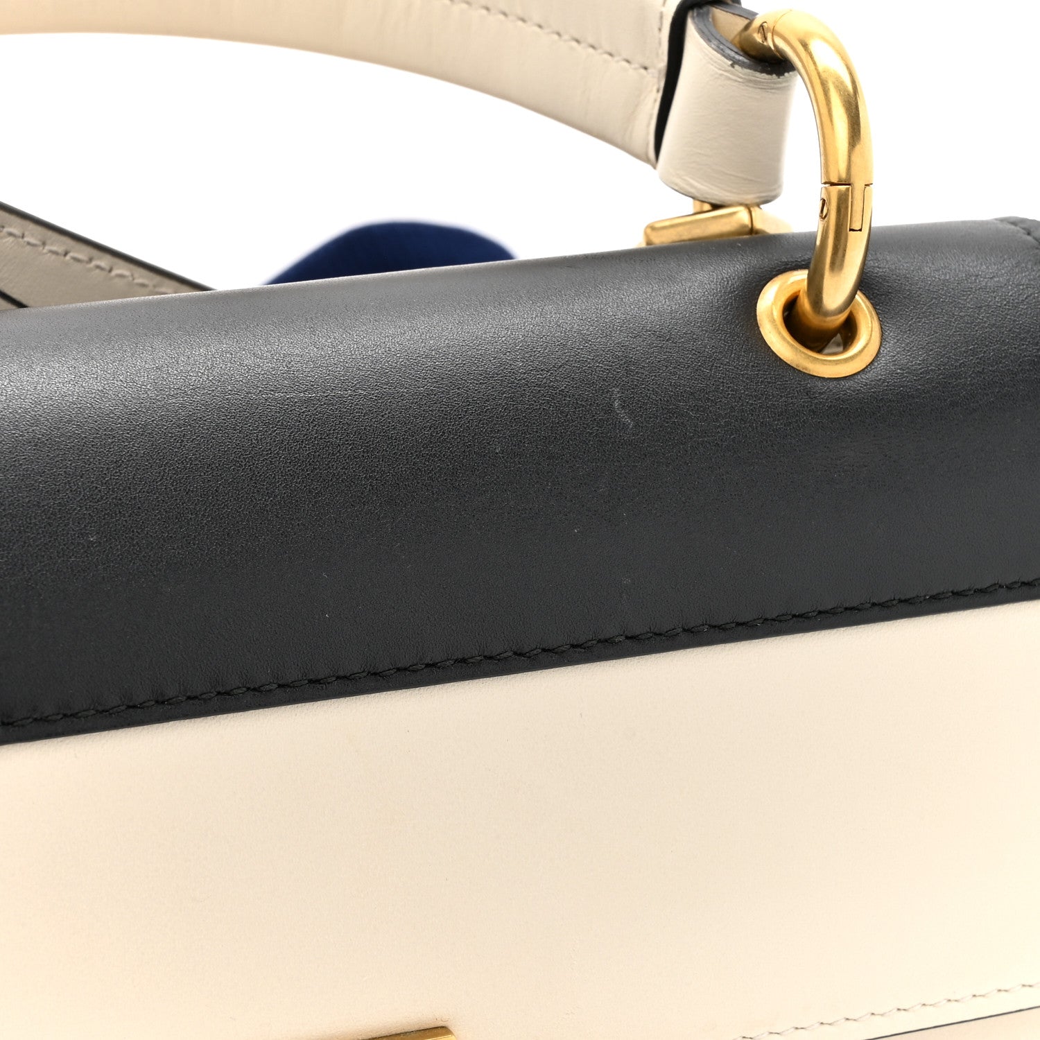 Gucci Calfskin Sylvie Web Small Queen Margaret Top Handle Bag Black White 12 of 14