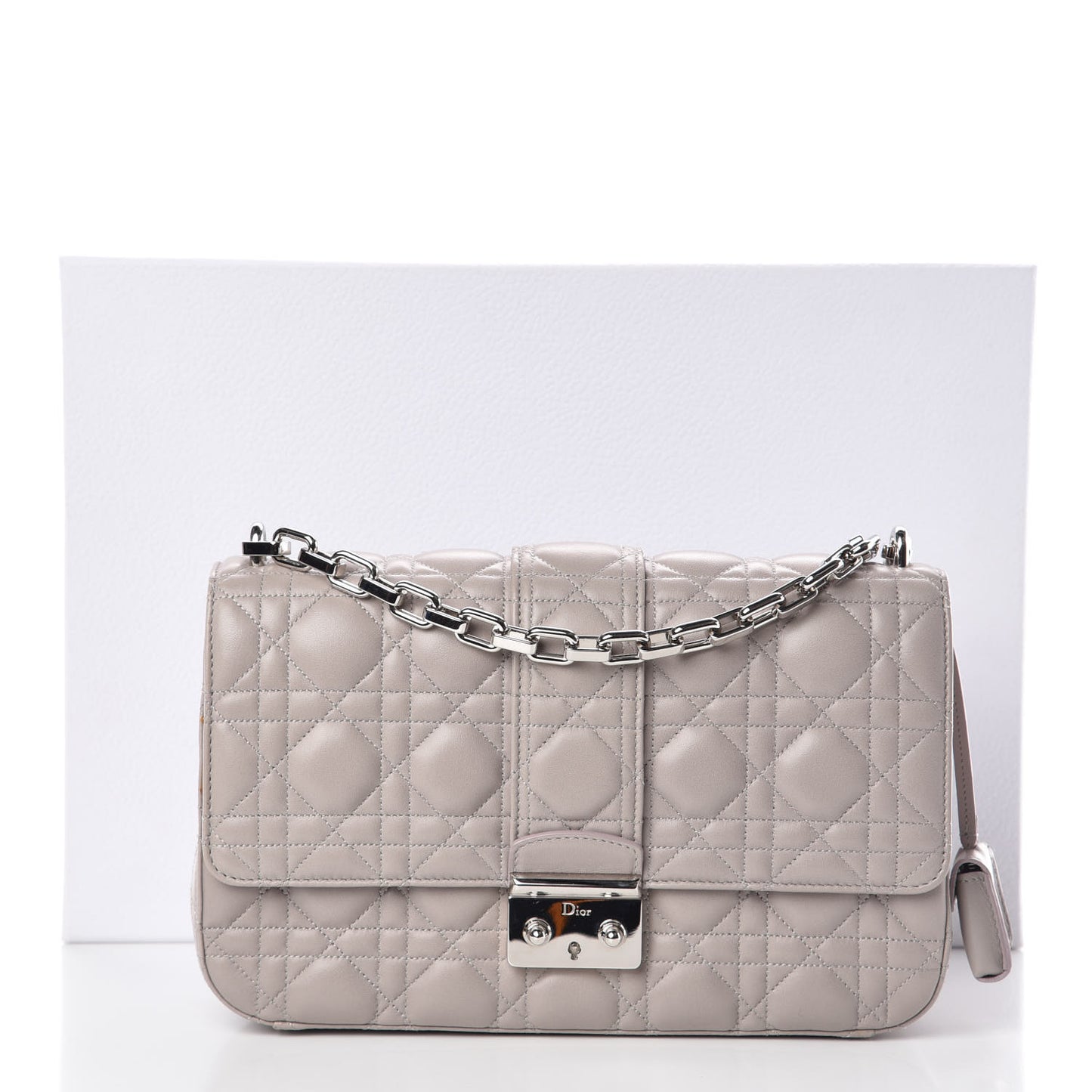 Lambskin Cannage Medium Miss Dior Flap Grey