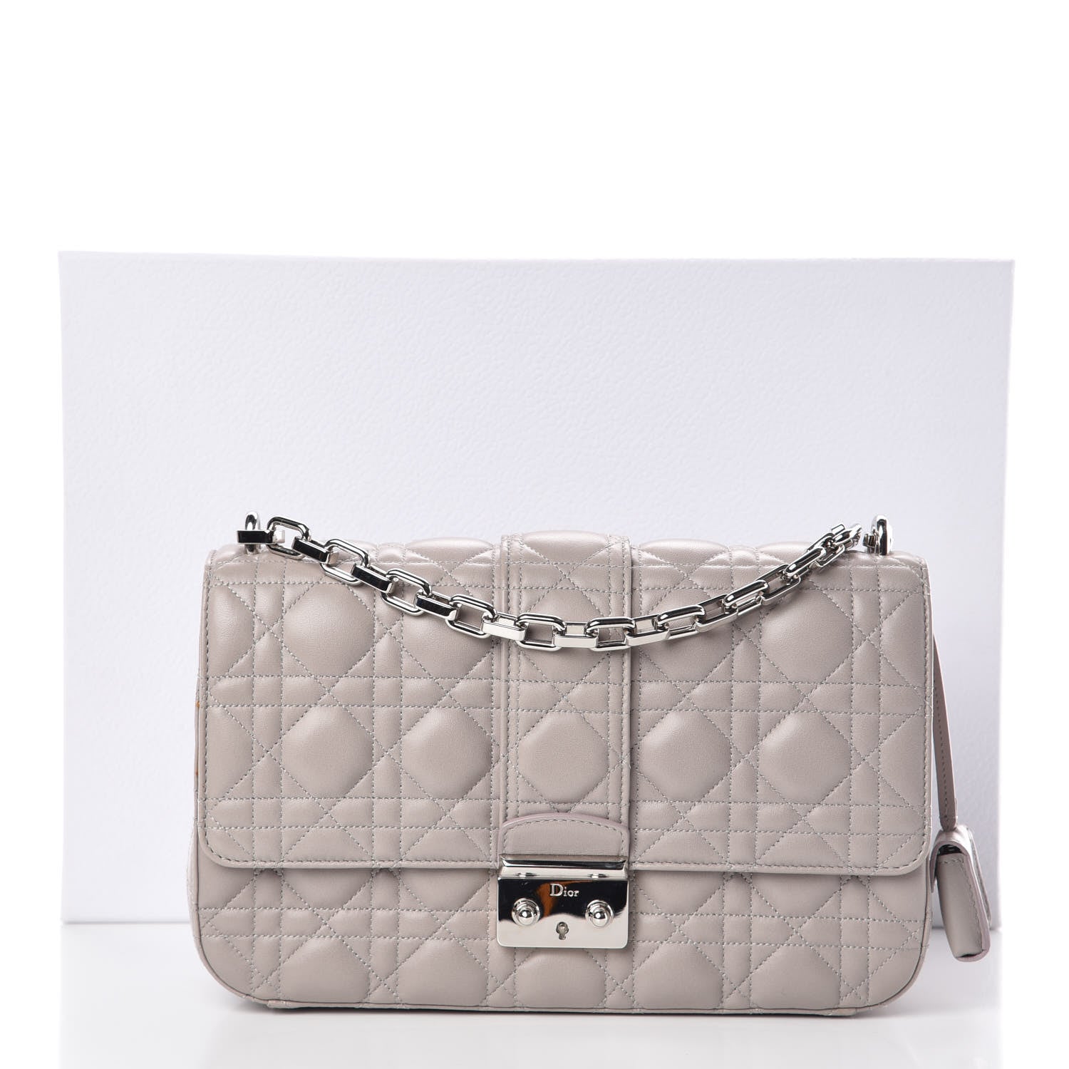 Christian Dior Lambskin Cannage Medium Miss Dior Flap Grey 9 of 10