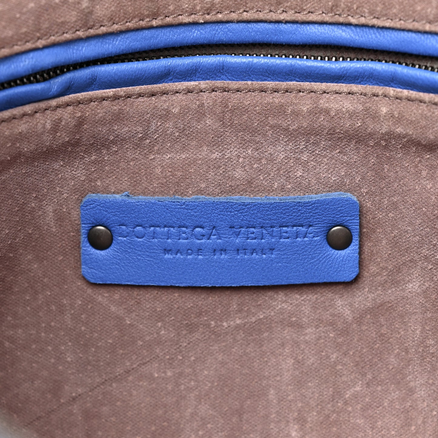 Nappa Intrecciato Double Compartment Crossbody Bag Atlantic Blue