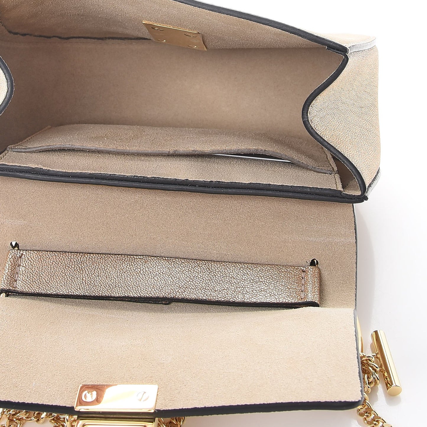 Metallic Goatskin Mini Drew Shoulder Bag Abstract Gold