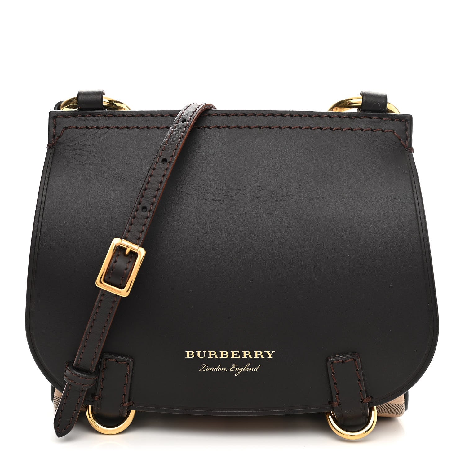 Burberry Haymarket Check Large Bridle Saddle Bag Dark Clove Brown 1 of 11