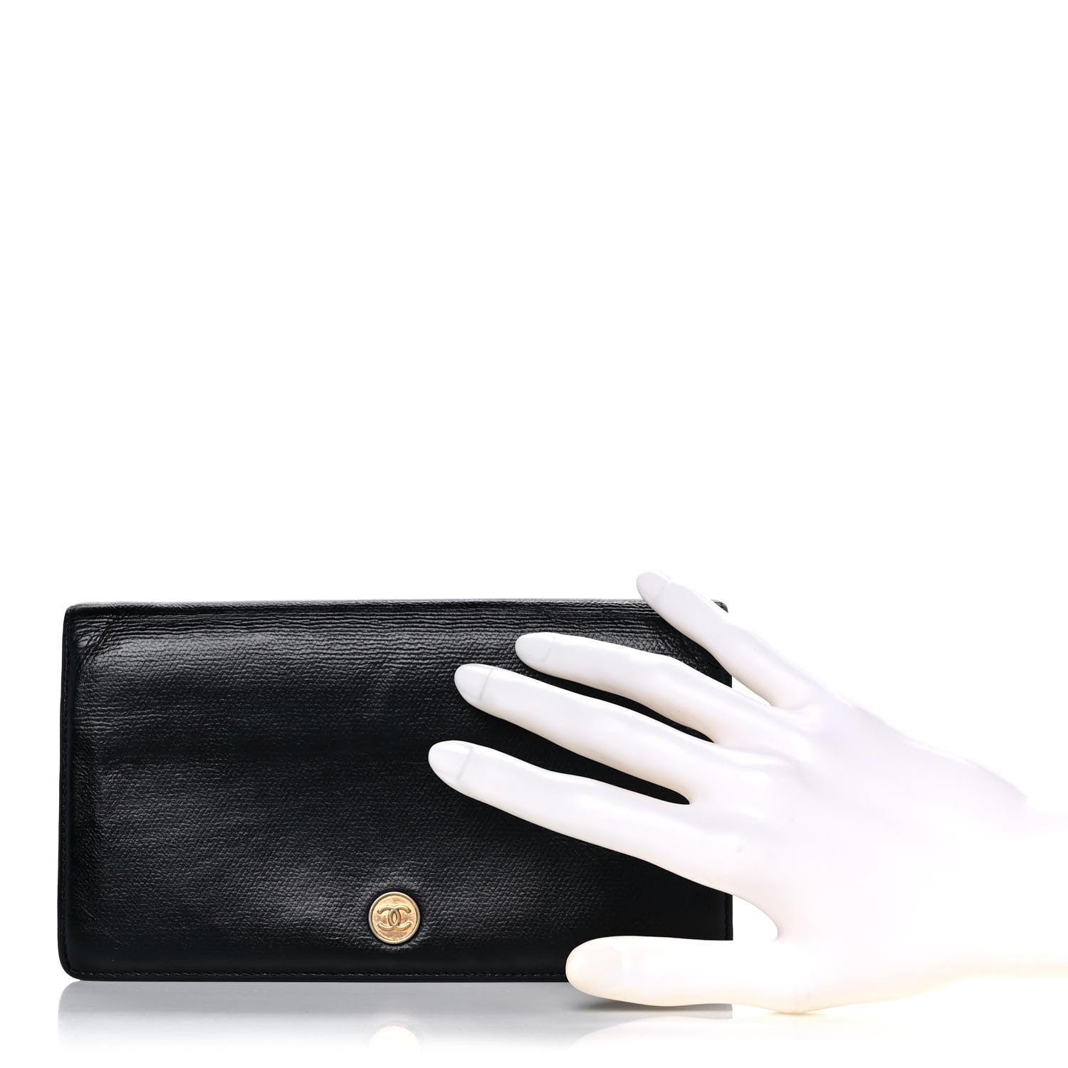 Chanel Grained Calfskin CC Button Yen Wallet Black 2 of 11