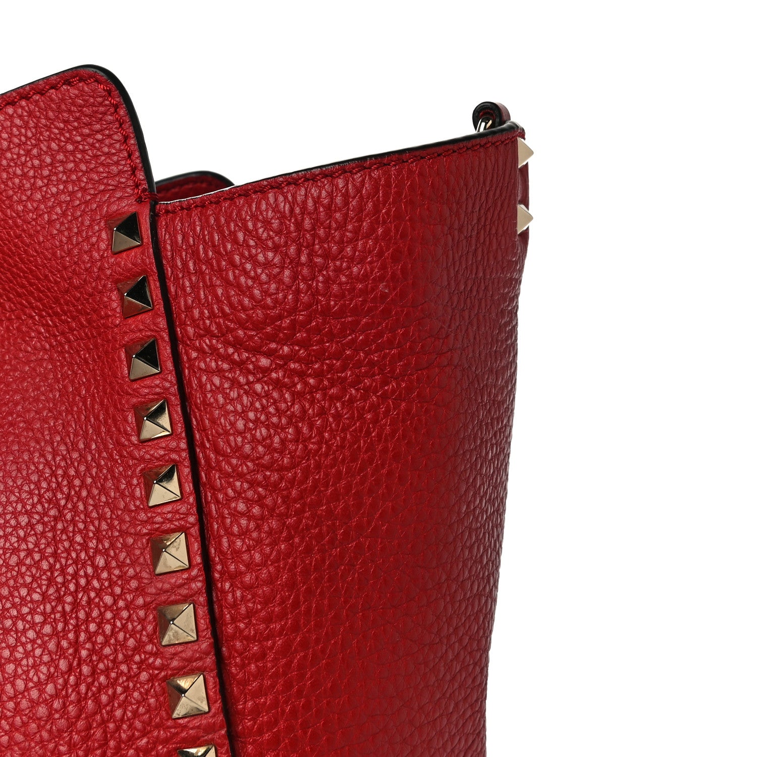 Valentino Garavani Pebbled Calfskin Medium Rockstud Tote Rosso Valentino 15 of 17