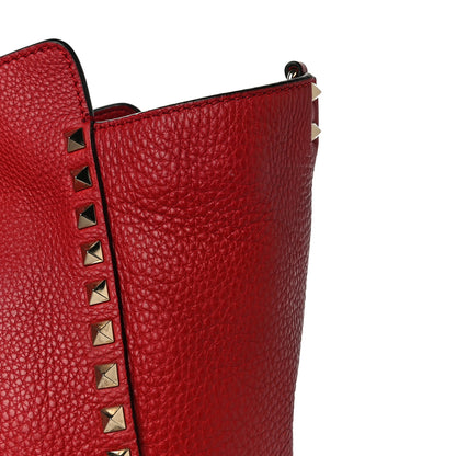 Valentino Garavani Pebbled Calfskin Medium Rockstud Tote Rosso Valentino 15 of 17