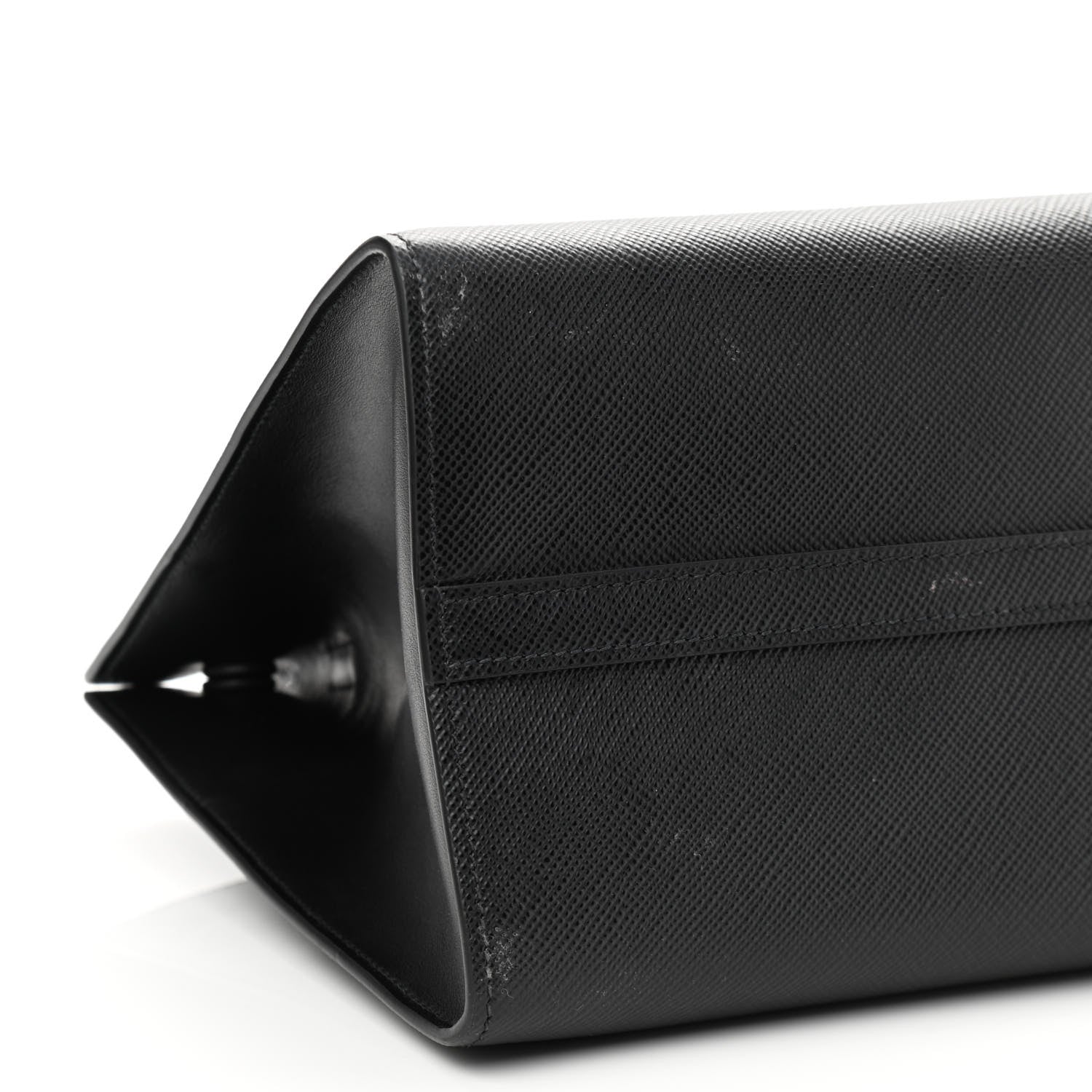 Prada Saffiano Cuir Calfskin Medium Monochrome Top Handle Tote Black 8 of 11