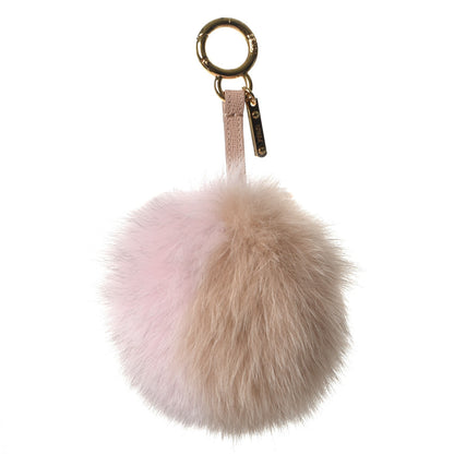 Fendi Fox Fur Vitello Elite Bi-Color Pom Pom Bag Charm Rosa Cammello Cipria 1 of 5