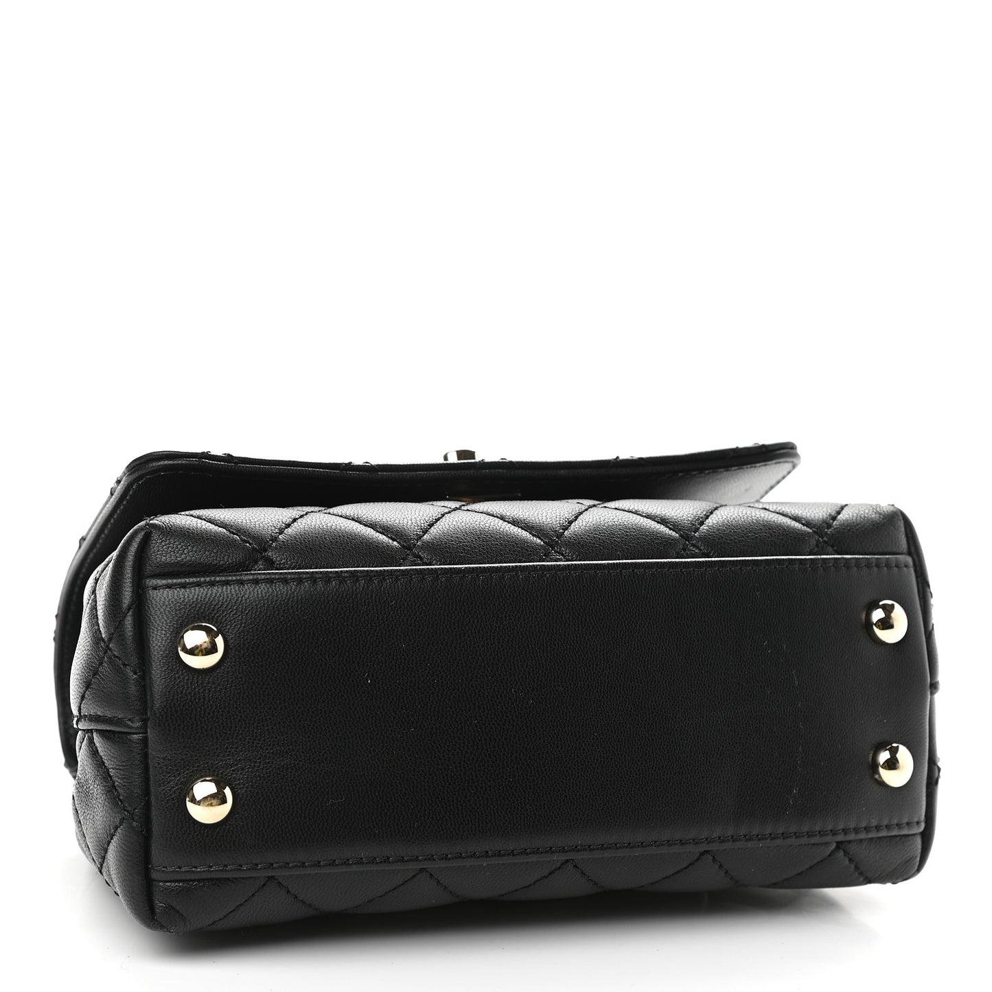 Goatskin Quilted Rainbow Extra Mini Coco Handle Flap Black
