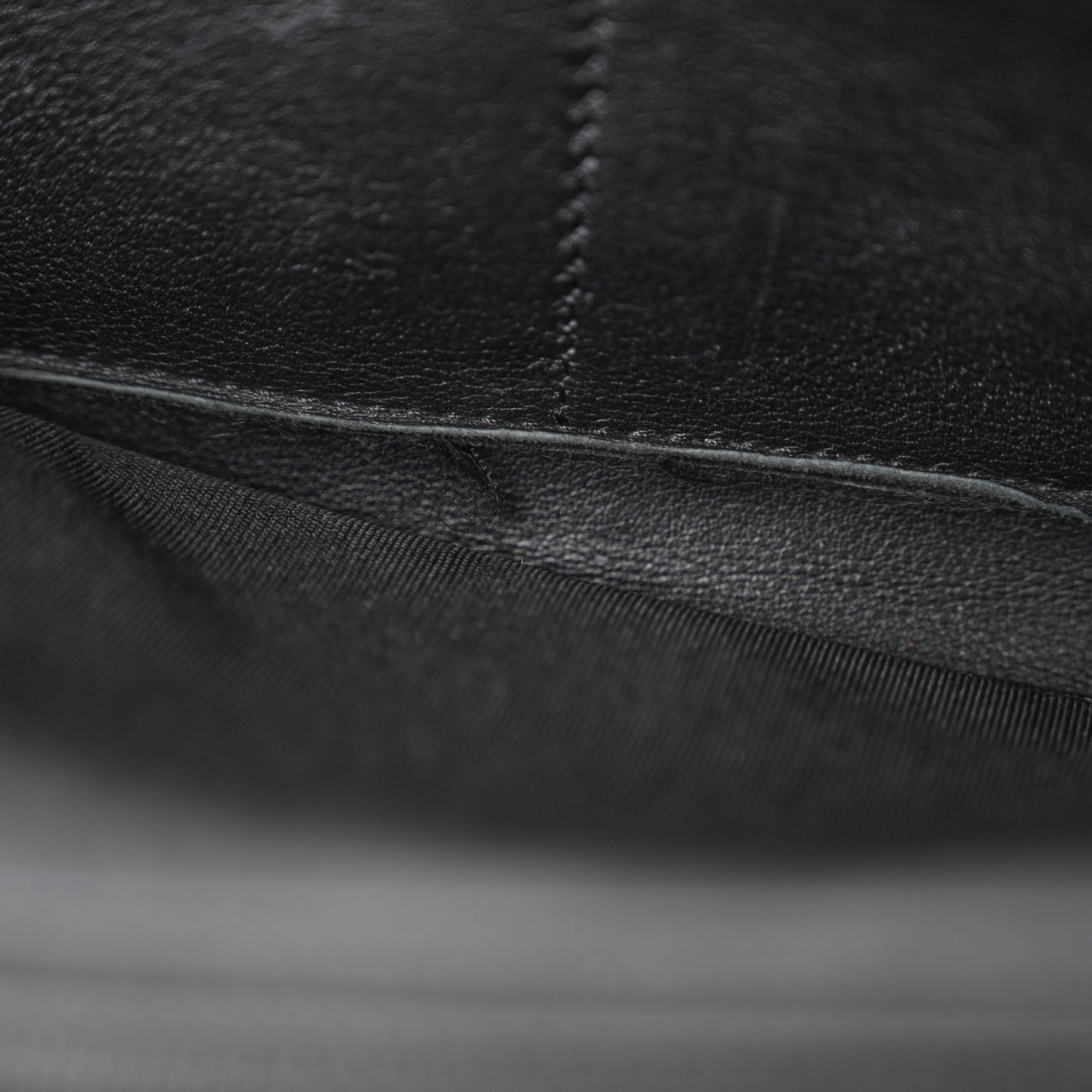 Calfskin Large Bi-Color Zip Around Boy Wallet Black Navy