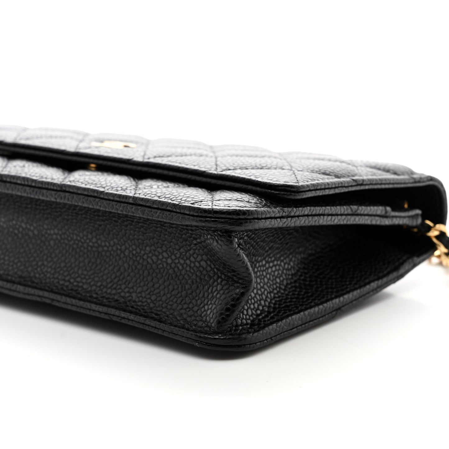 Caviar Quilted Wallet on Chain WOC Black