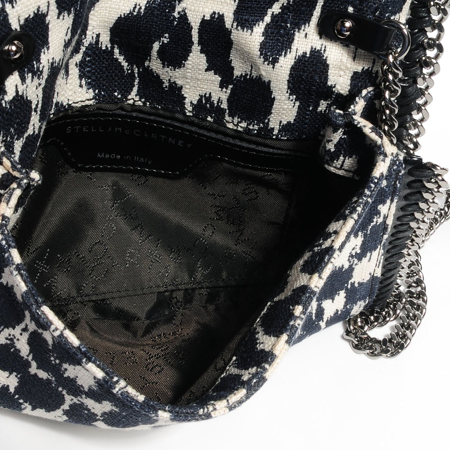 Linen Leopard Falabella Crossbody Navy Grey
