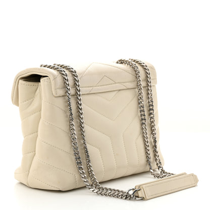 Saint Laurent Calfskin Y Quilted Monogram Small Loulou Chain Satchel Blanc Vintage 3 of 13