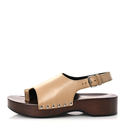 Hermes Glazed Calfskin Womens Klay Clog 40 Beige Naturel 1 of 11