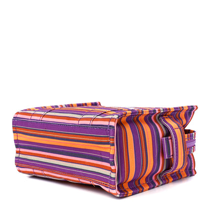 Marc Jacobs Cotton Canvas Striped Small The Traveler Tote Bag Purple Multicolor 8 of 10