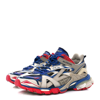 Balenciaga Rubber Mesh Bi-Color Mens Track.2 Open Sneakers 41 Beige Blue Red 3 of 9
