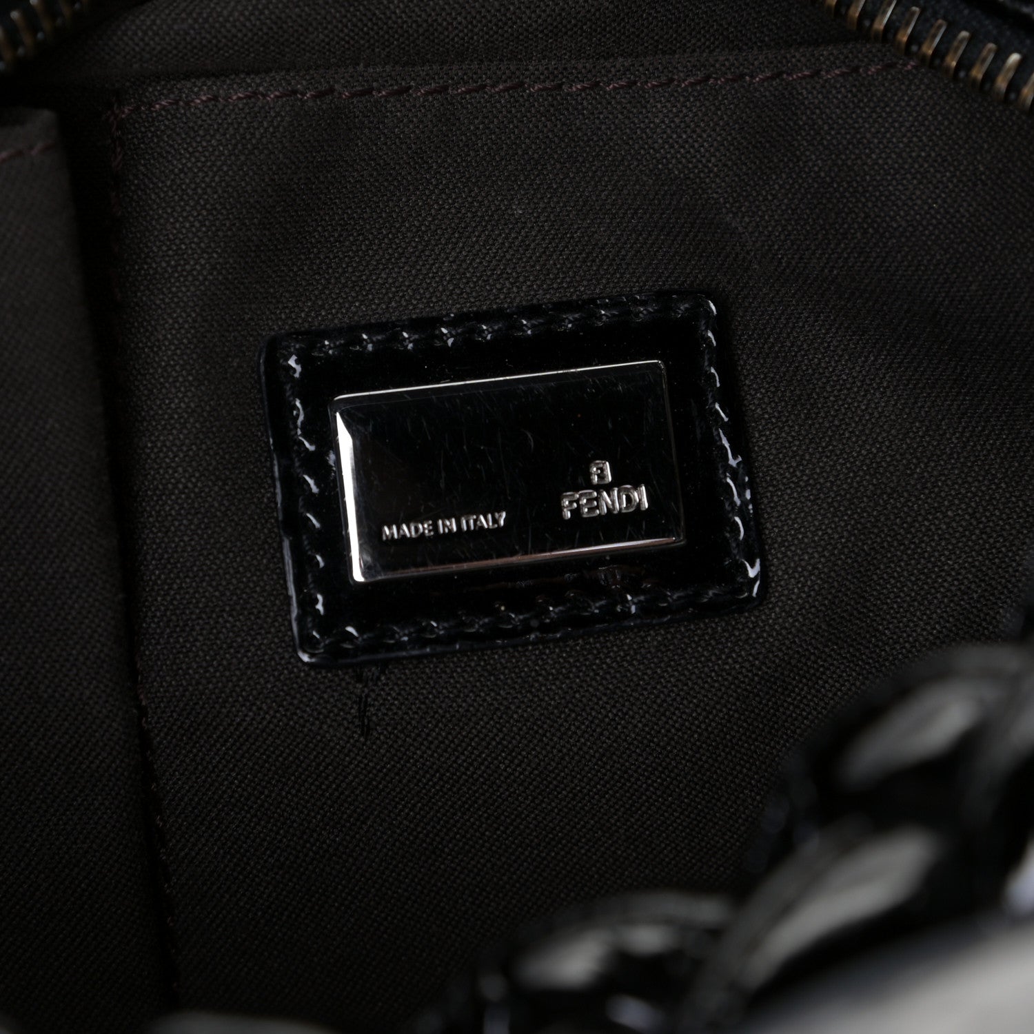 Fendi Canvas Patent Calfskin Woven Forever Hobo Mou Black 8 of 13
